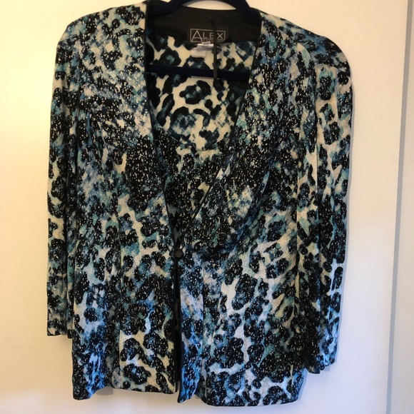 Blue, White, & Black Animal Print Tank Top Jacket - Picture 1 of 8
